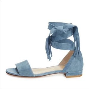 Stuart Weitzman Corbata suede ankle wrap sandals